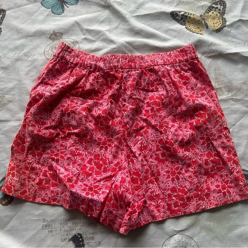 J. Crew Factory‎ Printed elastic-back linen-blend pleated short